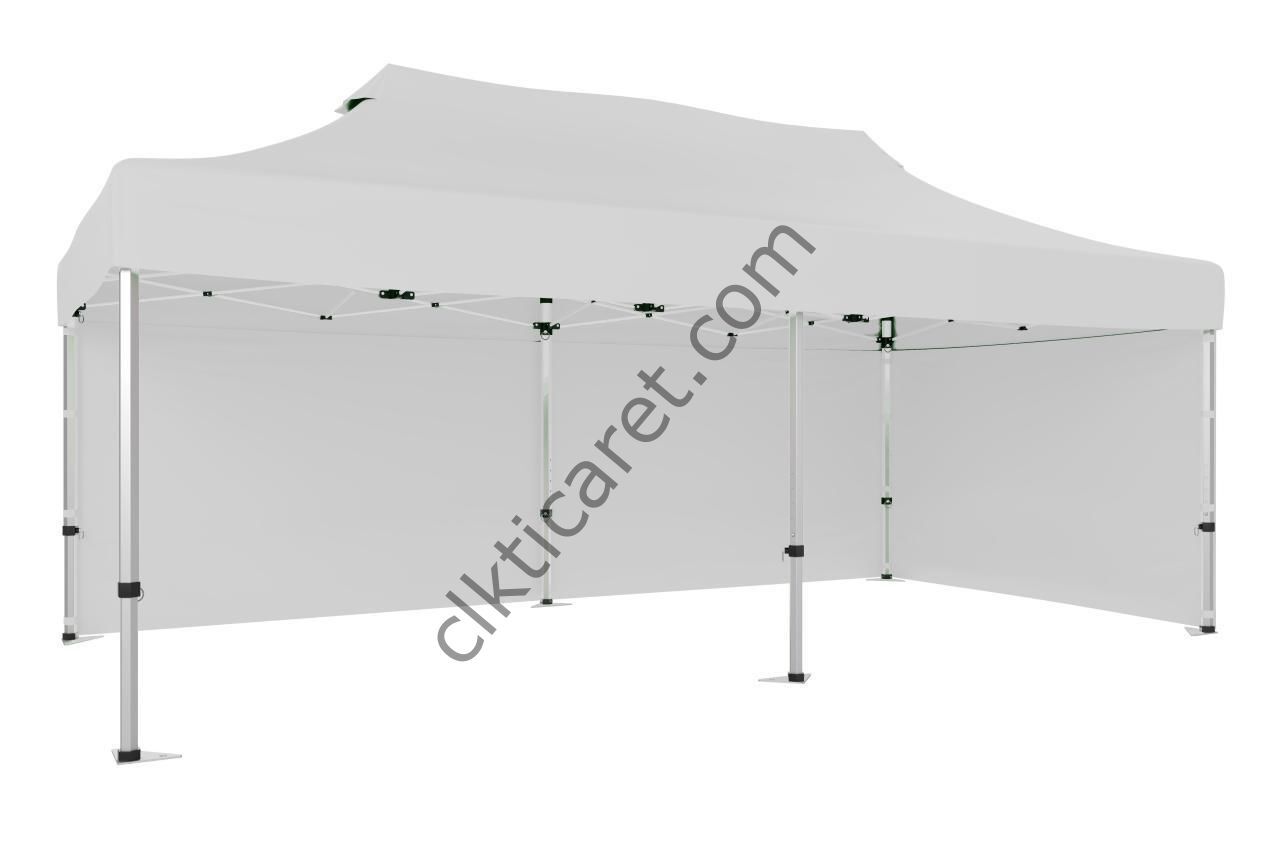 CLK 3x6 40 mm Katlanabilir Tente Gazebo Çadır Gazebo Çadır 2 Yan Kapalı Beyaz