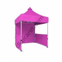 CLK 2x2 Katlanabilir Tente Gazebo Portatif Çadır 1 Tam Duvar 2 Yarım Duvar Pembe