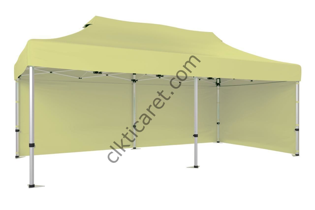 CLK 3x6 40 mm Katlanabilir Tente Gazebo Çadır Gazebo Çadır 2 Yan Kapalı Krem