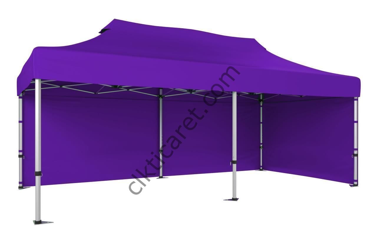 CLK 3x6 40 mm Katlanabilir Tente Gazebo Çadır Gazebo Çadır 2 Yan Kapalı Mor