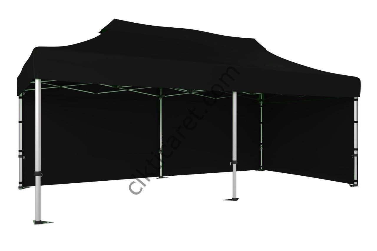 CLK 3x6 40 mm Katlanabilir Tente Gazebo Çadır Gazebo Çadır 2 Yan Kapalı Siyah