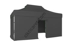 CLK 3x4,5 40 mm Katlanabilir Tente Gazebo Çadır Gazebo Çadır 3 Yan Kapalı 1 Kapılı Gri