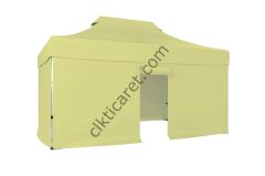 CLK 3x4,5 40 mm Katlanabilir Tente Gazebo Çadır Gazebo Çadır 3 Yan Kapalı 1 Kapılı Krem