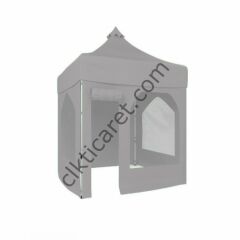 CLK 2,5x2,5 52mm Kalın Alüminyum Katlanabilir Tente Gazebo Çadır 1 Yan Pencereli 1 Yan Aksesuarsız 1 Yan Kapı ve Pencereli Açık Gri
