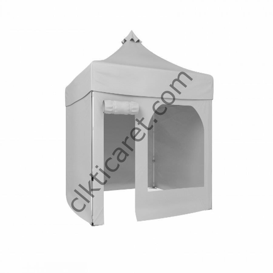 CLK 2,5x2,5 52mm Kalın Alüminyum Katlanabilir Tente Gazebo Çadır 1 Yan Pencereli 1 Yan Aksesuarsız 1 Yan Kapı ve Pencereli Beyaz