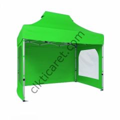CLK 2x3 Katlanabilir Tente Gazebo Portatif Çadır 3 Yan Duvarlı 2 Pencereli Açık Yeşil