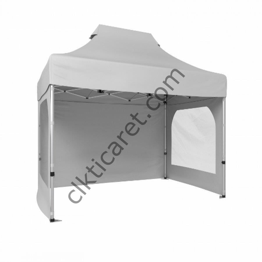 CLK 2x3 Katlanabilir Tente Gazebo Portatif Çadır 3 Yan Duvarlı 2 Pencereli Beyaz