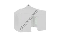 CLK 4x4 52mm Kalın Alüminyum Katlanabilir Tente Gazebo Çadır 2 Yan Pencereli 1 Yan Aksesuarsız 1 Yan Kapılı Beyaz