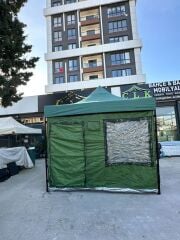 CLK 3x3 30 mm Profil Katlanır Gazebo Portatif Kamp Çadır Haki Yeşil Kamuflaj Detaylı