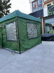 CLK 3x3 40 mm Profil Katlanır Gazebo Portatif Kamp Çadır Haki Yeşil Kamuflaj Detay