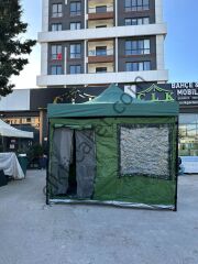CLK 3x3 40 mm Profil Katlanır Gazebo Portatif Kamp Çadır Haki Yeşil Kamuflaj Detay