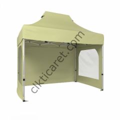 CLK 2x3 Katlanabilir Tente Gazebo Portatif Çadır 3 Yan Duvarlı 2 Pencereli Krem