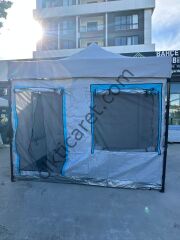CLK 3x3 40mm Katlanır Gazebo Portatif Kamp Çadır Açık Gri Mavi Detay