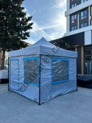 CLK 3x3 40mm Katlanır Gazebo Portatif Kamp Çadır Açık Gri Mavi Detay