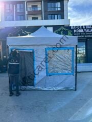 CLK 3x3 40mm Katlanır Gazebo Portatif Kamp Çadır Açık Gri Mavi Detay