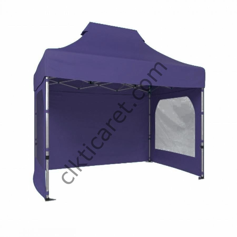 CLK 2x3 Katlanabilir Tente Gazebo Portatif Çadır 3 Yan Duvarlı 2 Pencereli Lacivert