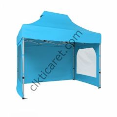 CLK 2x3 Katlanabilir Tente Gazebo Portatif Çadır 3 Yan Duvarlı 2 Pencereli Açık Mavi (Turkuaz)
