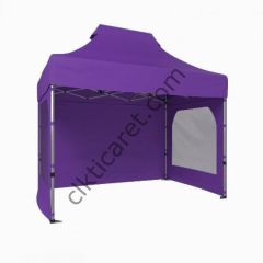 CLK 2x3 Katlanabilir Tente Gazebo Portatif Çadır 3 Yan Duvarlı 2 Pencereli Mor