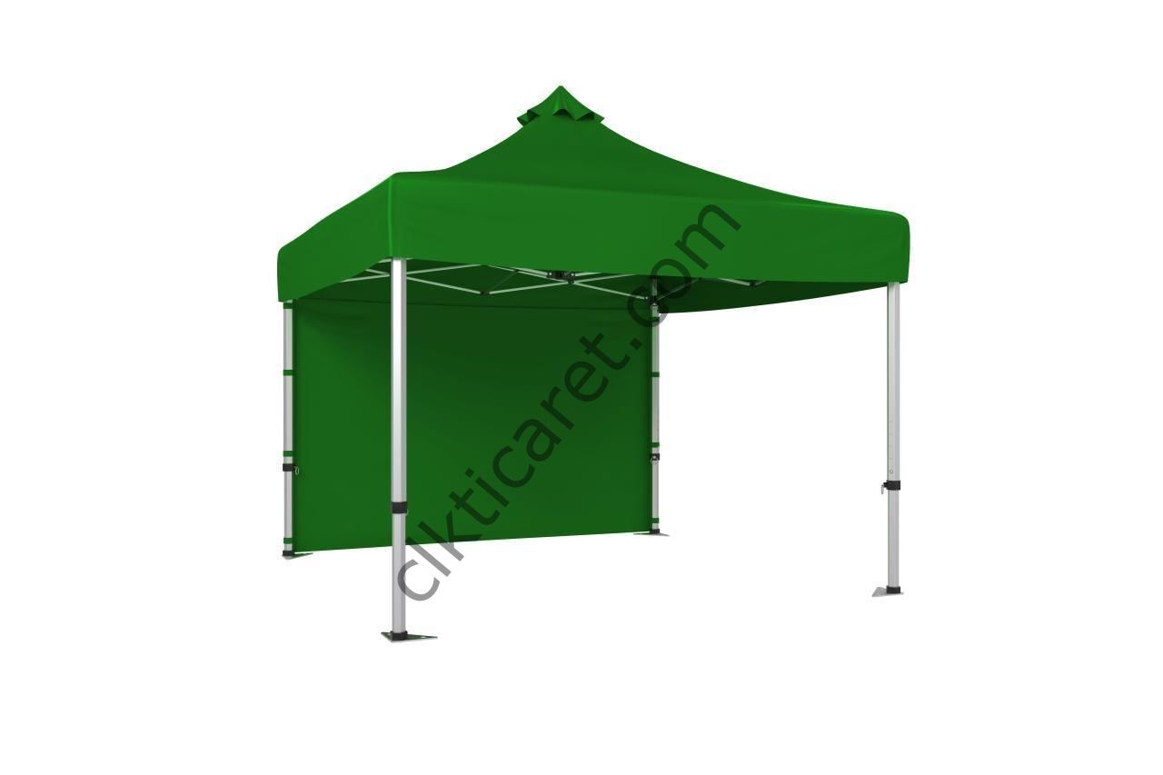 CLK 3x3 Katlanabilir Tente Gazebo Çadır 40mm Arkası Kapalı Benetton Yeşil