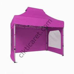 CLK 2x3 Katlanabilir Tente Gazebo Portatif Çadır 3 Yan Duvarlı 2 Pencereli Pembe