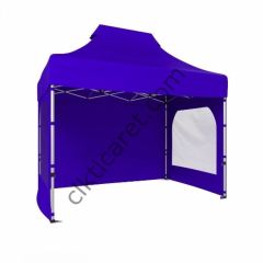 CLK 2x3 Katlanabilir Tente Gazebo Portatif Çadır 3 Yan Duvarlı 2 Pencereli Saks Mavi