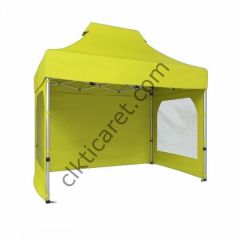 CLK 2x3 Katlanabilir Tente Gazebo Portatif Çadır 3 Yan Duvarlı 2 Pencereli Sarı