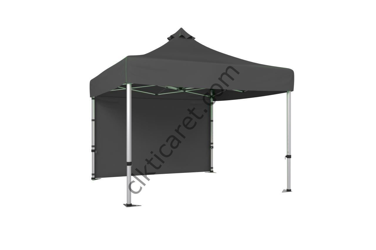 CLK 3x3 Katlanabilir Tente Gazebo Çadır 40mm Arkası Kapalı Gri