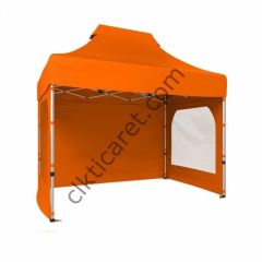 CLK 2x3 Katlanabilir Tente Gazebo Portatif Çadır 3 Yan Duvarlı 2 Pencereli Turuncu