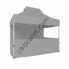 CLK 2x3 Katlanabilir Tente Gazebo Portatif Çadır 1 Tam Duvar 3 Yarım Duvar Açık Gri