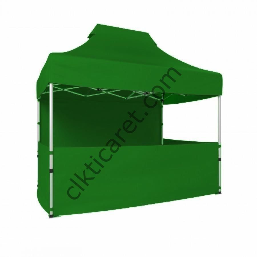 CLK 2x3 Katlanabilir Tente Gazebo Portatif Çadır 1 Tam Duvar 3 Yarım Duvar Benetton Yeşil