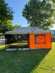 CLK 3x6 Metre 40 mm Verendalı Gazebo Portatif Kamp Çadırı Sineklikli Model Gri