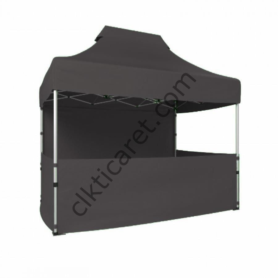 CLK 2x3 Katlanabilir Tente Gazebo Portatif Çadır 1 Tam Duvar 3 Yarım Duvar Gri