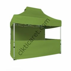 CLK 2x3 Katlanabilir Tente Gazebo Portatif Çadır 1 Tam Duvar 3 Yarım Duvar Haki Askeri Yeşil