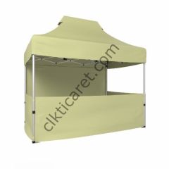 CLK 2x3 Katlanabilir Tente Gazebo Portatif Çadır 1 Tam Duvar 3 Yarım Duvar Krem