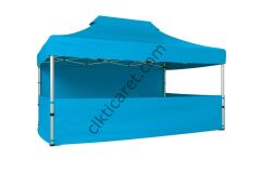 CLK 3x4,5 40mm Alüminyum Katlanabilir Tente Gazebo Çadır 4 Kenar Kapalı 3 Yarım Duvarlı Açık Mavi (Turkuaz)