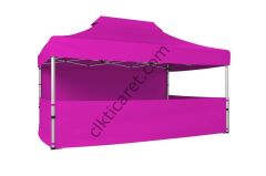 CLK 3x4,5 40mm Alüminyum Katlanabilir Tente Gazebo Çadır 4 Kenar Kapalı 3 Yarım Duvarlı Pembe
