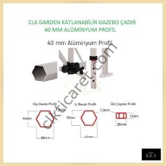 CLK 3x4,5 40mm Alüminyum Katlanabilir Tente Gazebo Çadır 4 Kenar Kapalı 3 Yarım Duvarlı Açık Gri