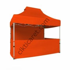 CLK 2x3 Katlanabilir Tente Gazebo Portatif Çadır 1 Tam Duvar 3 Yarım Duvar Turuncu
