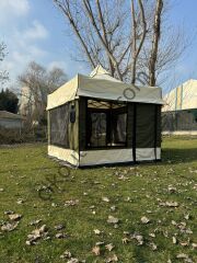 CLK 3x3 Karavan Çadırı Kış Bahçesi Eko 40 mm Çelik Profil Portatif Katlanabilir Tente Sök-Tak Alt Zemin Branda