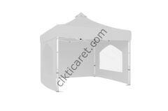 CLK 3x3 40 mm Katlanabilir Tente Gazebo Çadır Gazebo Çadır 3 Yan Duvarlı 2 Pencereli Beyaz