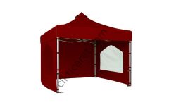 CLK 3x3 40 mm Katlanabilir Tente Gazebo Çadır Gazebo Çadır 3 Yan Duvarlı 2 Pencereli Bordo