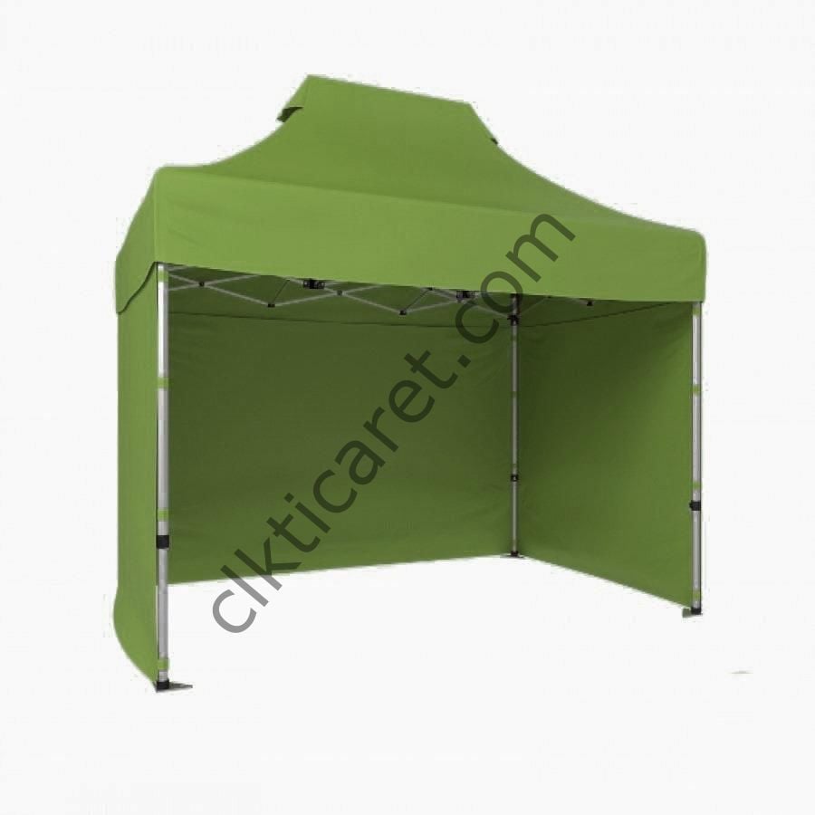 CLK 2x3 Katlanabilir Tente Gazebo Portatif Çadır 3 Yan Kapalı Haki Askeri Yeşil