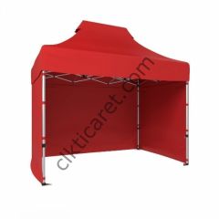 CLK 2x3 Katlanabilir Tente Gazebo Portatif Çadır 3 Yan Kapalı Kırmızı