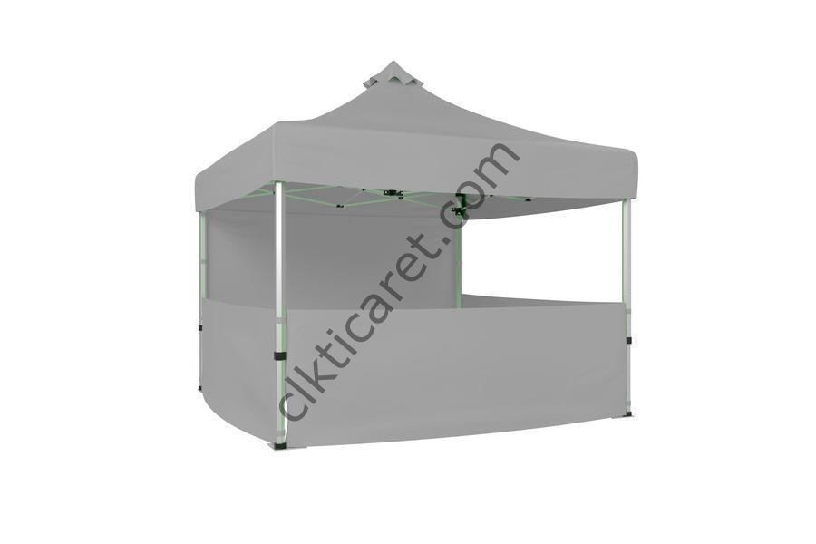 CLK 3x3 40 mm Katlanabilir Tente Gazebo Çadır Gazebo Çadır 1 Tam Duvar 3 Yarım Duvar Açık Gri