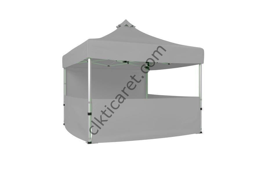 CLK 3x3 40 mm Katlanabilir Tente Gazebo Çadır Gazebo Çadır 1 Tam Duvar 3 Yarım Duvar Açık Gri