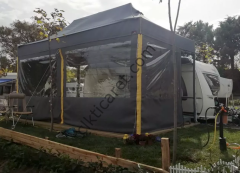 CLK 3x6 mt Karavan Çadırı Kış Bahçesi 52 mm Alüminyum Profil Portatif Katlanabilir Tente Sök-Tak Alt Zemin Branda