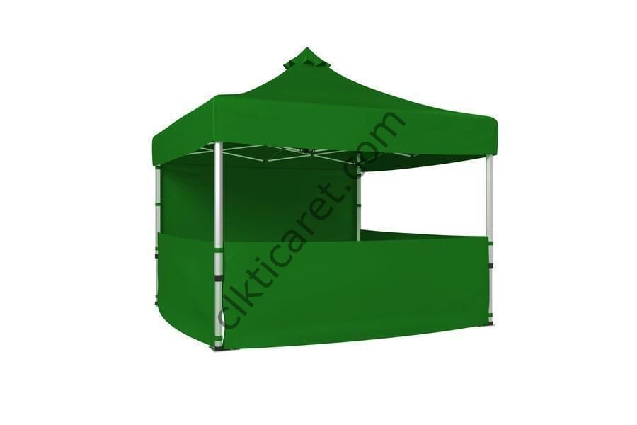 CLK 3x3 40 mm Katlanabilir Tente Gazebo Çadır Gazebo Çadır 1 Tam Duvar 3 Yarım Duvar Benetton Yeşil