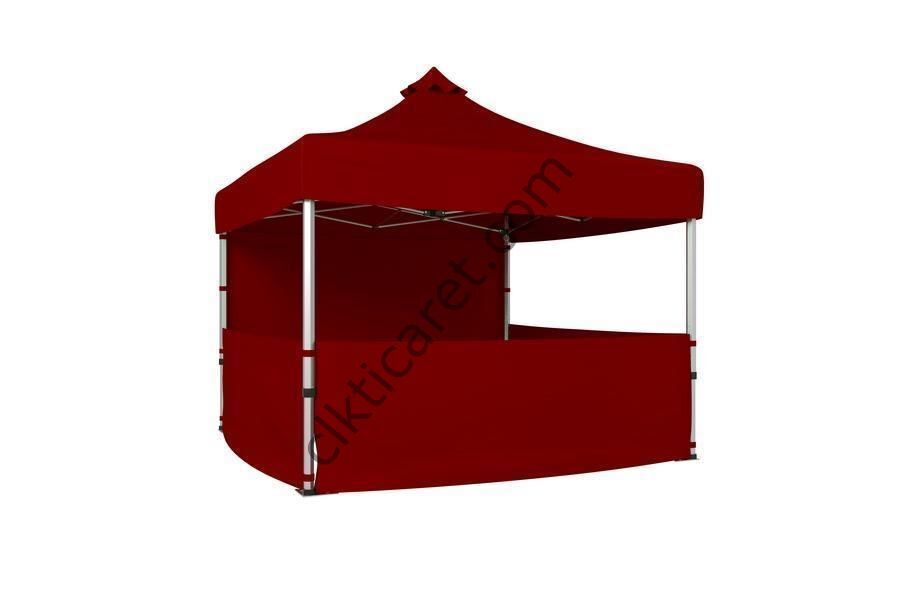 CLK 3x3 40 mm Katlanabilir Tente Gazebo Çadır Gazebo Çadır 1 Tam Duvar 3 Yarım Duvar Bordo