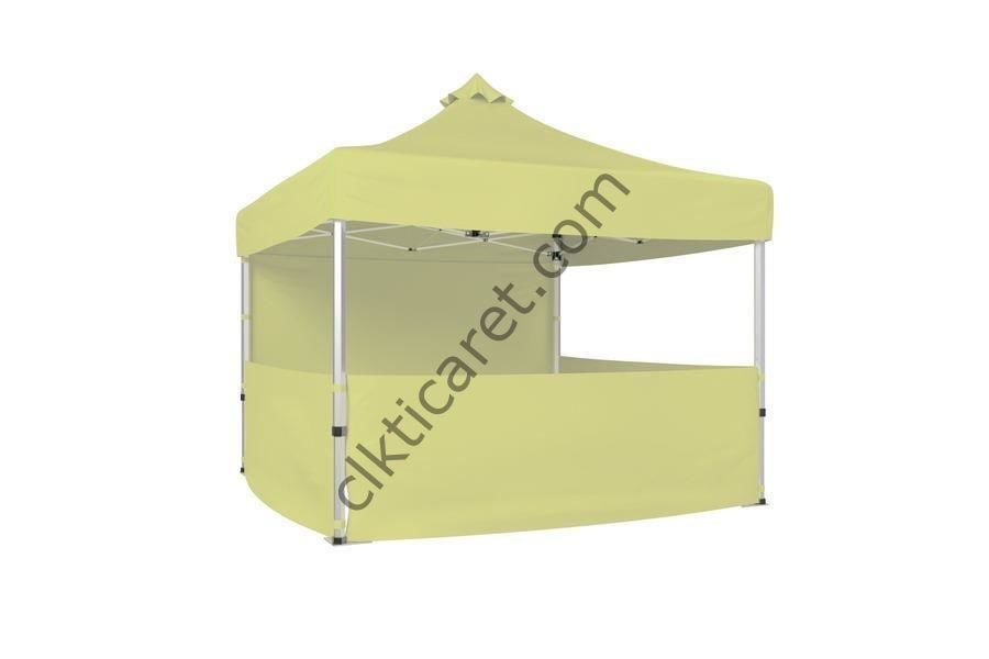 CLK 3x3 40 mm Katlanabilir Tente Gazebo Çadır Gazebo Çadır 1 Tam Duvar 3 Yarım Duvar Krem