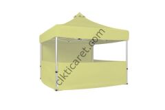 CLK 3x3 40 mm Katlanabilir Tente Gazebo Çadır Gazebo Çadır 1 Tam Duvar 3 Yarım Duvar Krem
